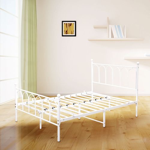 Lit Simple Lit Enfant 90x200 Cm, Cadre De Lit En Métal, Blanc