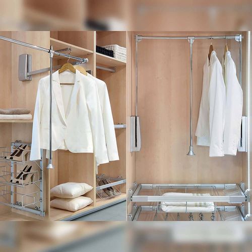 Penderie Rabattable Chromée Pour Armoire Hang Largeur Réglable De 83 à 150 Cm