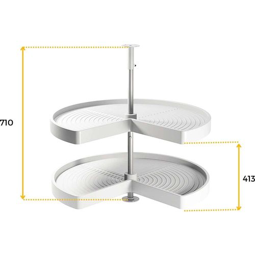 Plateau Tournant Blanc 2 Niveaux Pour Module De Cuisine Shelvo Pour Module De 90 Cm