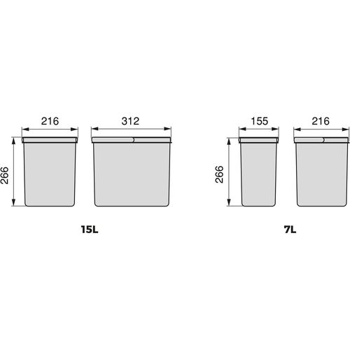 Bacs De Tri Pour Tiroir De Cuisine Recycle 2 Bacs De 7 Litres Et 1 Bac De 15 Litres