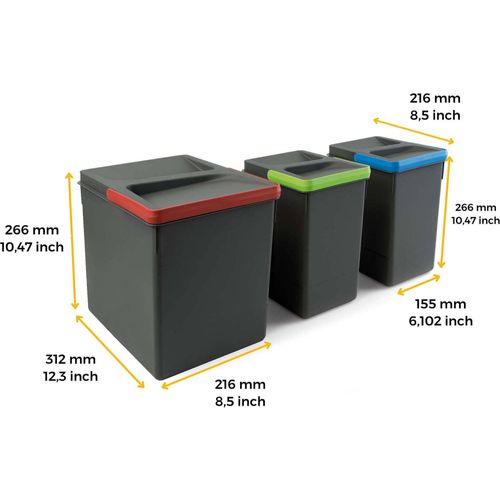 Bacs De Tri Pour Tiroir De Cuisine Recycle 2 Bacs De 7 Litres Et 1 Bac De 15 Litres