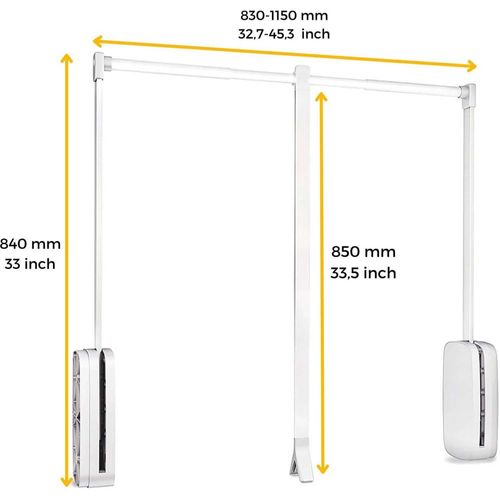 Penderie Rabattable Blanche Pour Armoire Sling Largeur Télescopique Réglable De 45 à 60 Cm