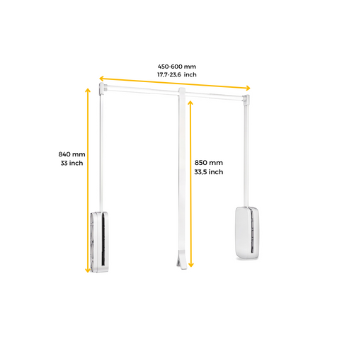 Penderie Rabattable Blanche Pour Armoire Sling Largeur Télescopique Réglable De 45 à 60 Cm