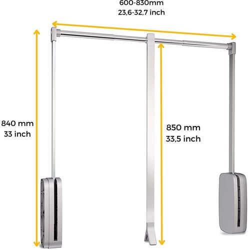 Penderie Rabattable Chroméee Pour Armoire Sling Largeur Télescopique De 60 à 83 Cm