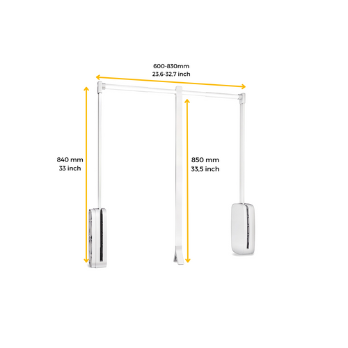 Penderie Rabattable Blanche Pour Armoire Sling Largeur Télescopique Réglable De 60 à 83 Cm
