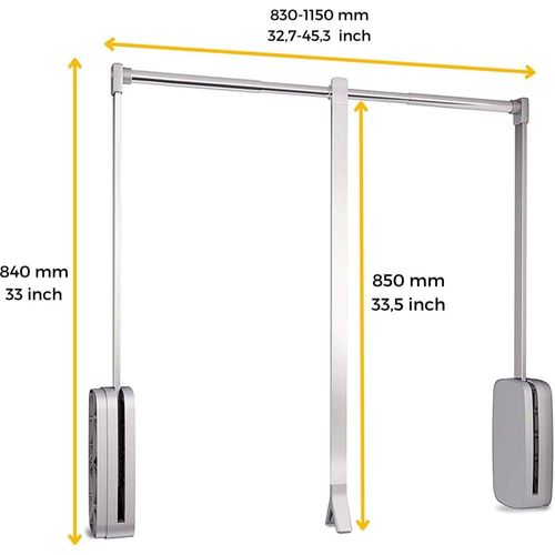 Penderie Rabattable Chroméee Pour Armoire Sling Largeur Télescopique De 83 à 115 Cm