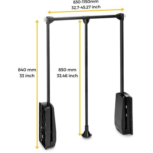 Penderie Rabattable Noire Pour Armoire Hang Largeur Réglable De 45 à 60 Cm