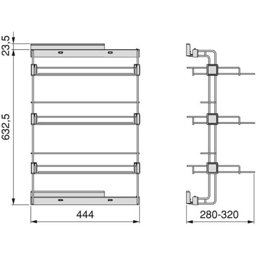 Porte-chaussures Latéral Coulissant Pour Placards Et Dressing Hack Montage Côté Gauche