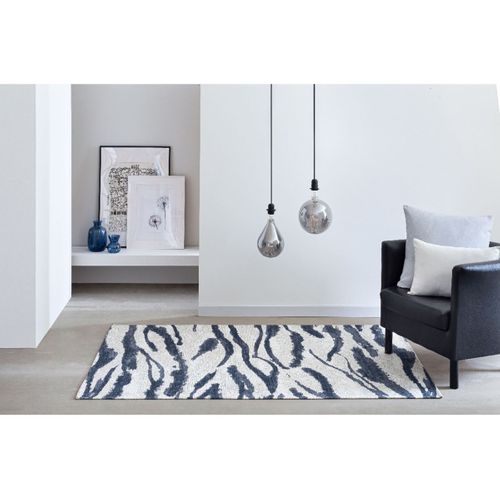 Tapis Bleu Peinture Abstrait Design Plat Jibra Bleu 140x200