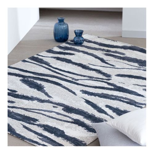 Tapis Bleu Peinture Abstrait Design Plat Jibra Bleu 120x170
