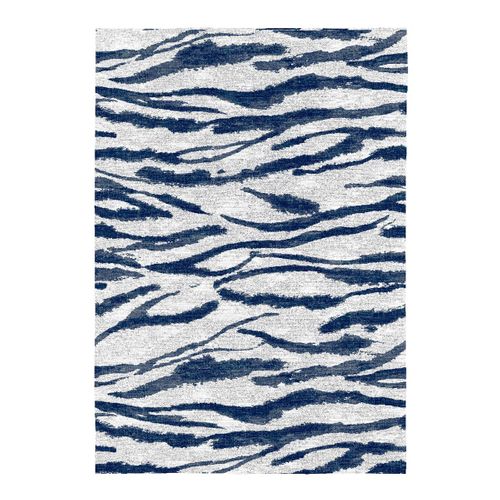 Tapis Bleu Peinture Abstrait Design Plat Jibra Bleu 120x170