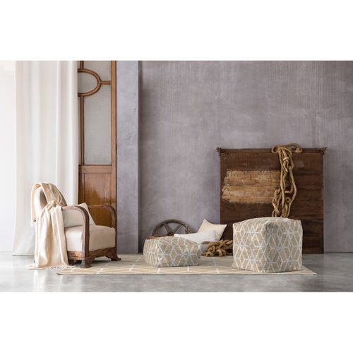 Pouf Scandinave Géométrique Beige Trico Beige 50x50x50