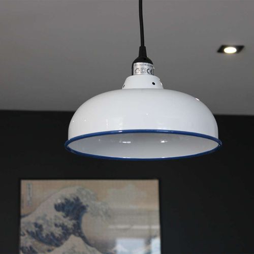 Suspension En Métal Émaillé 26.5 Cm X 11.5 Cm Blanc