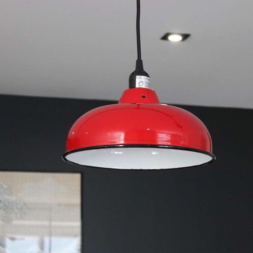 Suspension En Métal Émaillé 26.5 Cm X 11.5 Cm Rouge