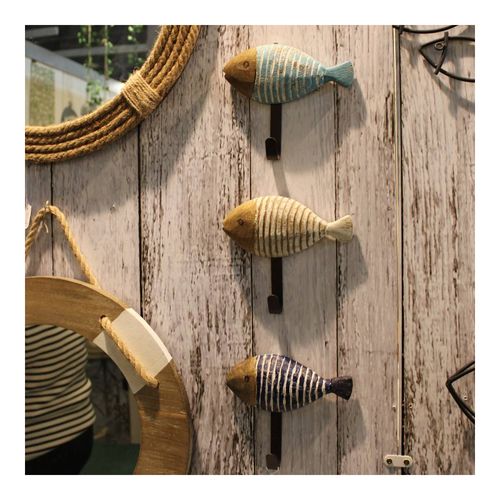 Patères En Bois Et Métal Poissons (lot De 3)