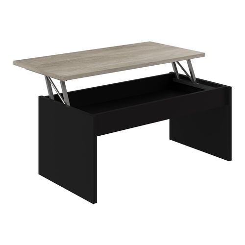 Table basse avec plateau relevable YANA Noir et imitation chêne
