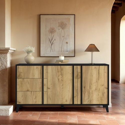 Buffet OTAWA Imitation chêne et noir