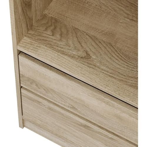 Dressing - Chene - 2 Tiroirs - 2 Étageres - 1 Tringle - 50 X 57 X 200 Cm