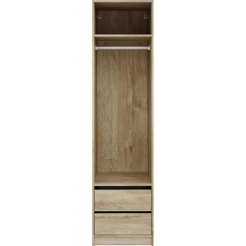 Dressing - Chene - 2 Tiroirs - 2 Étageres - 1 Tringle - 50 X 57 X 200 Cm