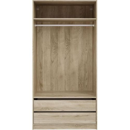 Dressing - Chene - 2 Tiroirs - 2 Étageres - 1 Tringle - 100 X 57 X 200 Cm