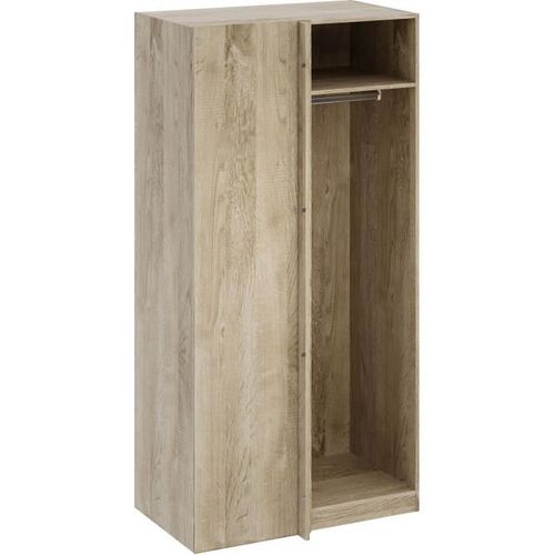 Module Armoire D'angle - Chene - 3 Étageres - 1 Tringle à Vetements - 100 X 66 X 200 Cm