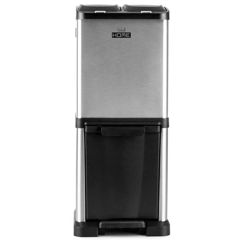 Poubelle De Recyclage Écologique 32 L Avec 3 Compartiments, Grande Capacité, Verre Et Plastique