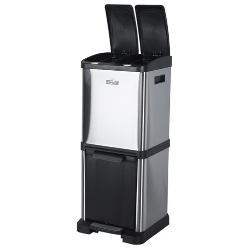 Poubelle De Recyclage Écologique 32 L Avec 3 Compartiments, Grande Capacité, Verre Et Plastique