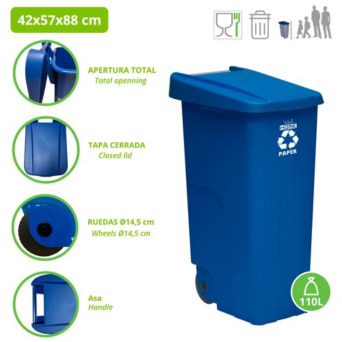 Pack De Recyclage  Conteneur 110 L Fermés Chacun: 440 L Au Total, Dans 4 Conteneurs,