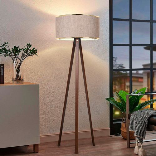 Lampadaire 140 Cm. Beige/or, Type E27 Max 60 W
