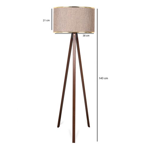Lampadaire 140 Cm. Beige/or, Type E27 Max 60 W