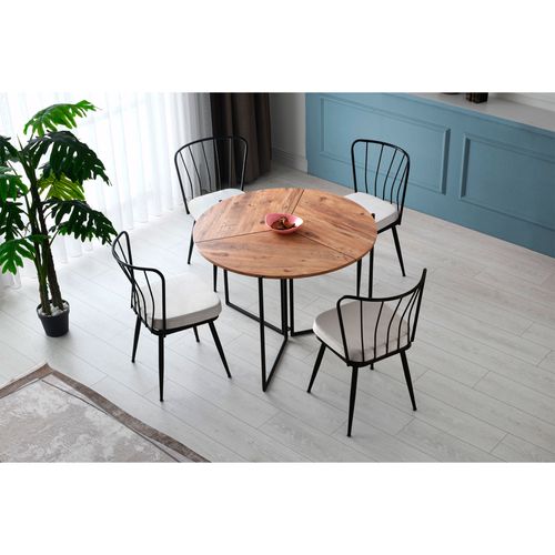 Table À Manger Ronde Avec Pieds En Métal Wellhome.