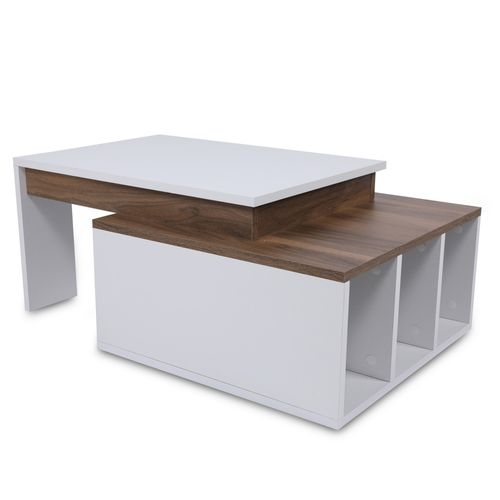 Table D’appoint Sena Design Panneau De Particules Plaqué Mélaminé En Couleur Blanc Bois