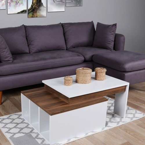 Table D’appoint Sena Design Panneau De Particules Plaqué Mélaminé En Couleur Blanc Bois