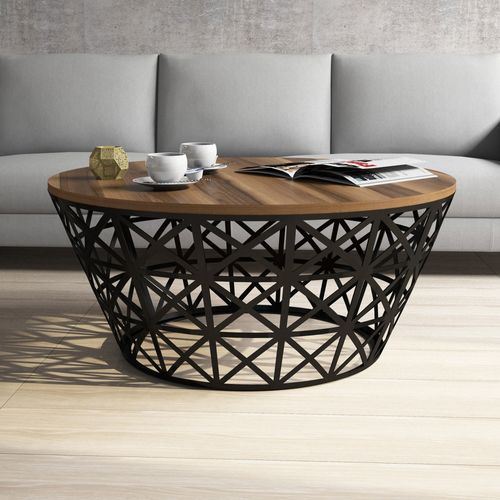 Table D’appoint Ganges Design Panneau De Particules Plaqué Mélaminé En Couleur Nogal Noir