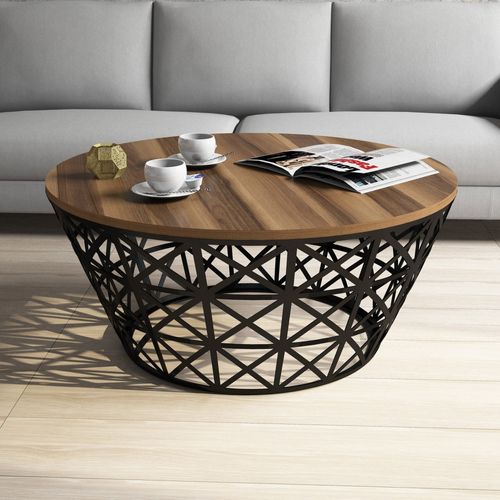 Table D’appoint Ganges Design Panneau De Particules Plaqué Mélaminé En Couleur Nogal Noir
