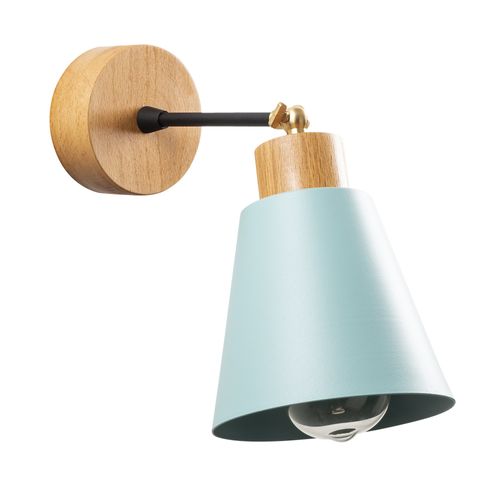 Applique Murale Interieur,  Lampe Murale Industrielle Bois, Turquoise 14x14x25 Cm