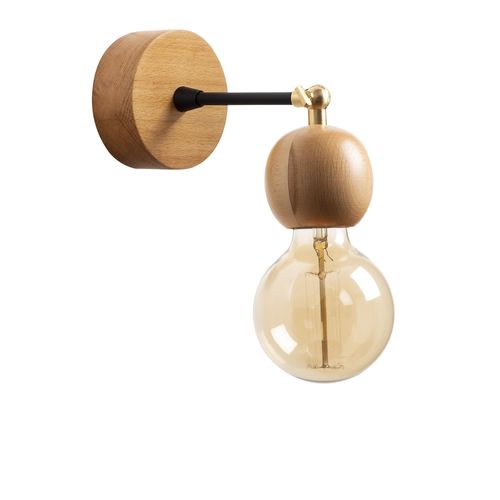 Applique Murale Interieur,  En Bois Et Métal, Luminaire Rétro Industriel , Nature 10x10x14 Cm