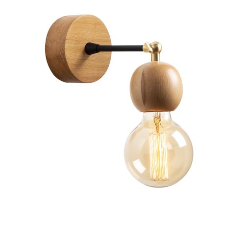 Applique Murale Interieur,  En Bois Et Métal, Luminaire Rétro Industriel , Nature 10x10x14 Cm