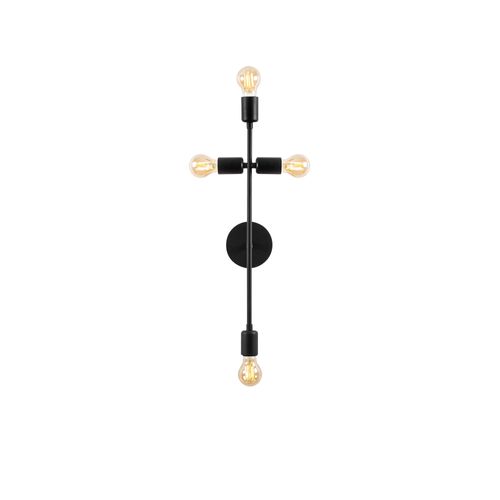 Applique Murale Interieur,  Lampe Murale Industrielle Bois, Noir 20x15x62 Cm