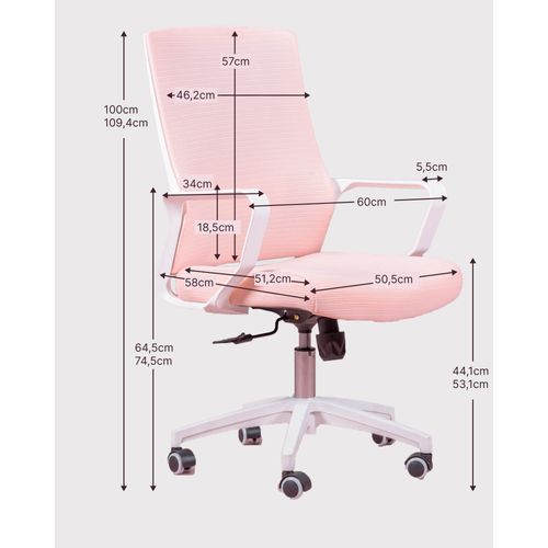 Chaise De Bureau  Réglable En Mesh Respirante  - Mesh, Gris, H.100cm, L.60cm, P.58cm