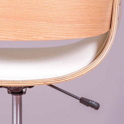 Chaise De Bureau En Érable Avec Coussin En Simili - Burrow S, Blanc, H.76cm, L.61cm, P.61cm