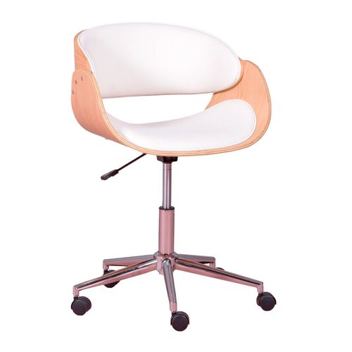 Chaise De Bureau En Érable Avec Coussin En Simili - Burrow S, Blanc, H.76cm, L.61cm, P.61cm