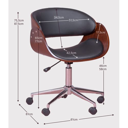 Chaise De Bureau En Érable Avec Coussin En Simili - Burrow S, Blanc, H.76cm, L.61cm, P.61cm