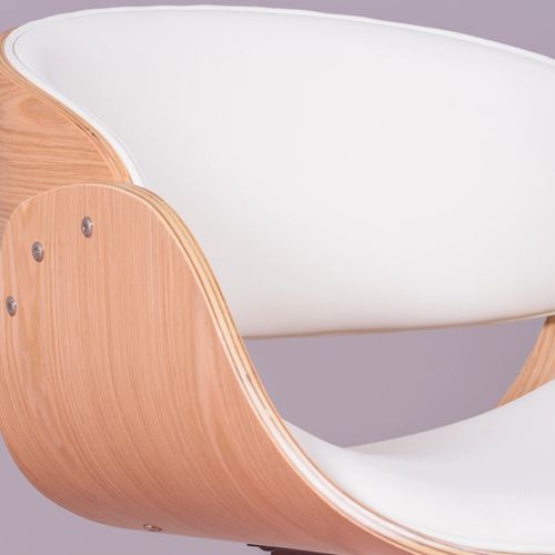 Chaise De Bureau En Érable Avec Coussin En Simili - Burrow S, Blanc, H.76cm, L.61cm, P.61cm