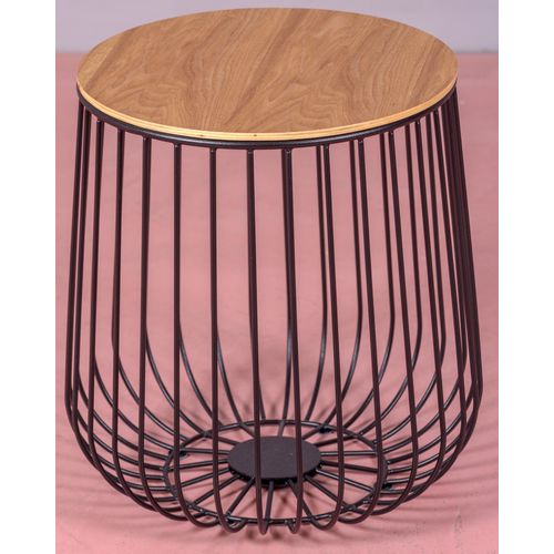 Table D'appoint En Frêne Et Acier Laqué - Zurich, Noir, H.42cm, L.39cm, P.39cm