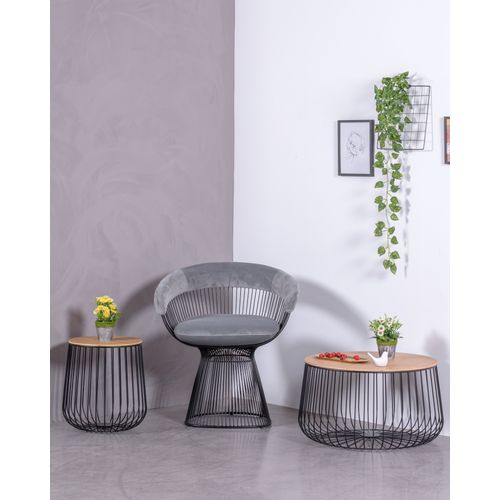 Table D'appoint En Frêne Et Acier Laqué - Zurich, Noir, H.42cm, L.39cm, P.39cm