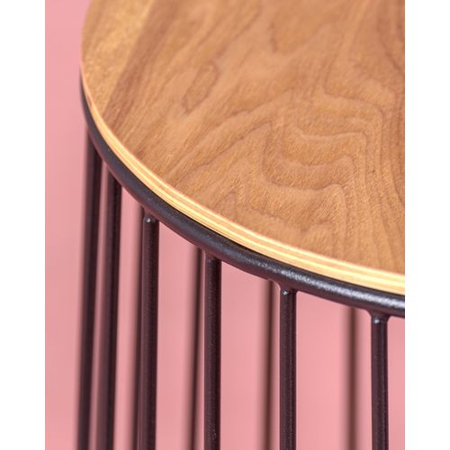 Table D'appoint En Frêne Et Acier Laqué - Zurich, Noir, H.42cm, L.39cm, P.39cm