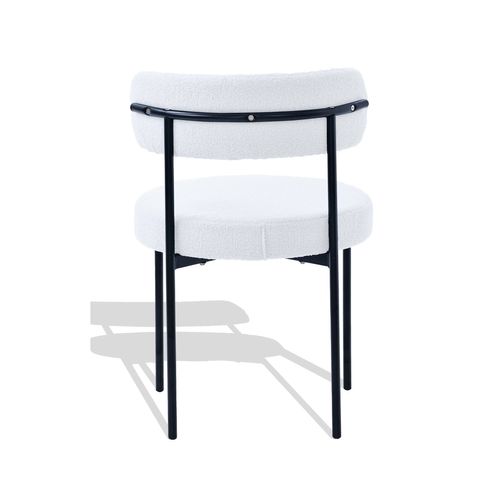 Chaise En Velours Pelucheux - Lennin, Blanc, H.78cm, L.52cm, P.55cm