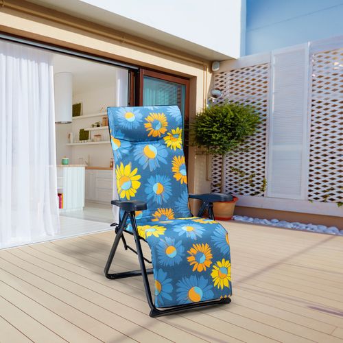 Fauteuil De Jardin Pliant Solenny Super Relax 6 Positions Chaise Longue Rembourrage 5 Cm