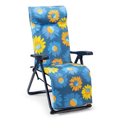 Fauteuil De Jardin Pliant Solenny Super Relax 6 Positions Chaise Longue Rembourrage 5 Cm